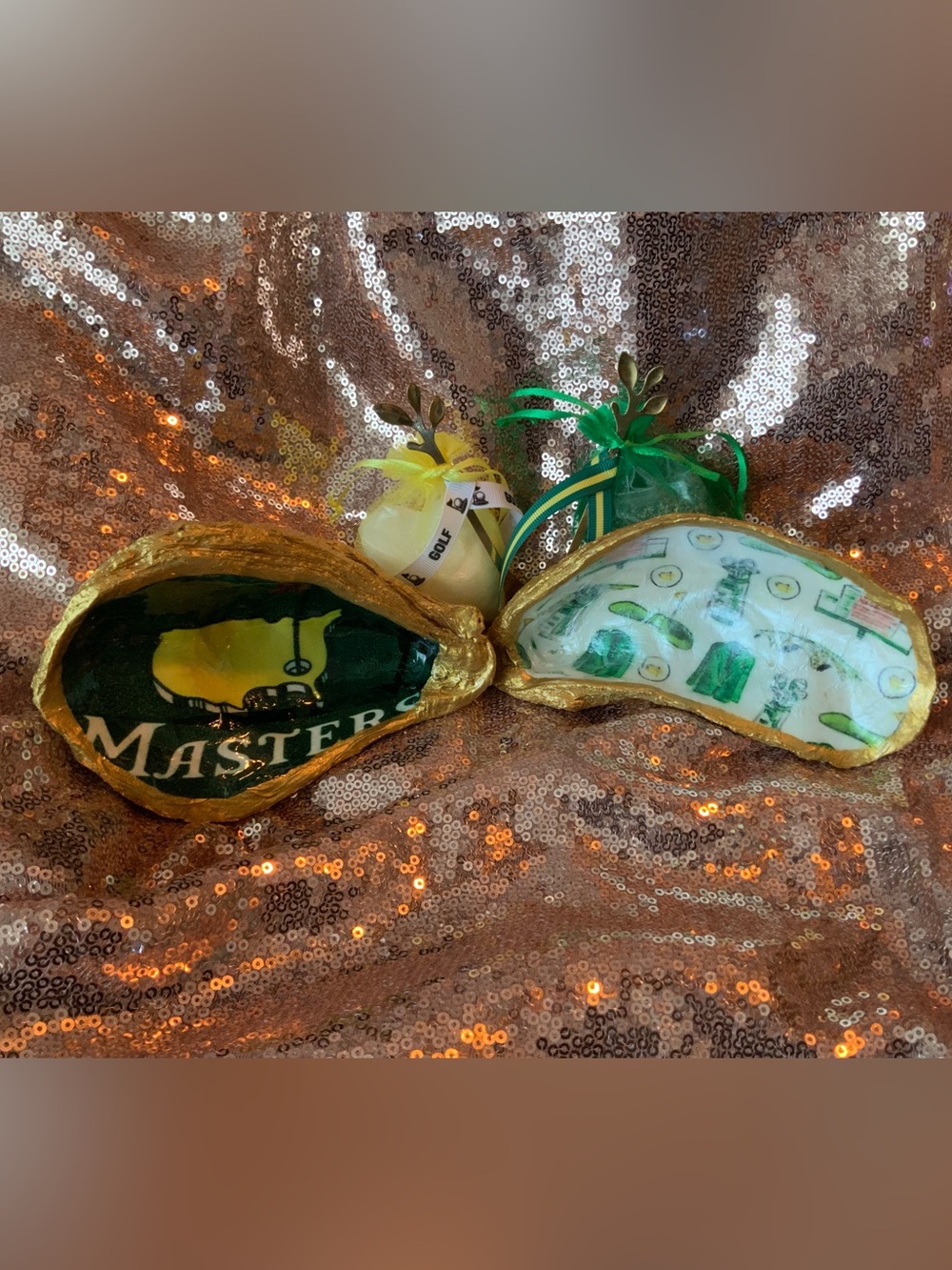 Golf / Masters Themed Oyster Shell Pinch Pots